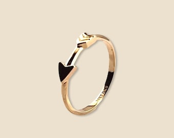 14K Gold Arrow Ring | Symbol of Direction & Strength | Dainty Real Gold Band | Birthday or Valentine Gift By Tehrani Jewelry