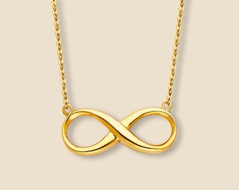 14K Solid Gold Infinity Necklace | Elegant Minimalist Jewelry | Adjustable 17”+1” Chain | Timeless Gift for Her By Tehrani Jewelry