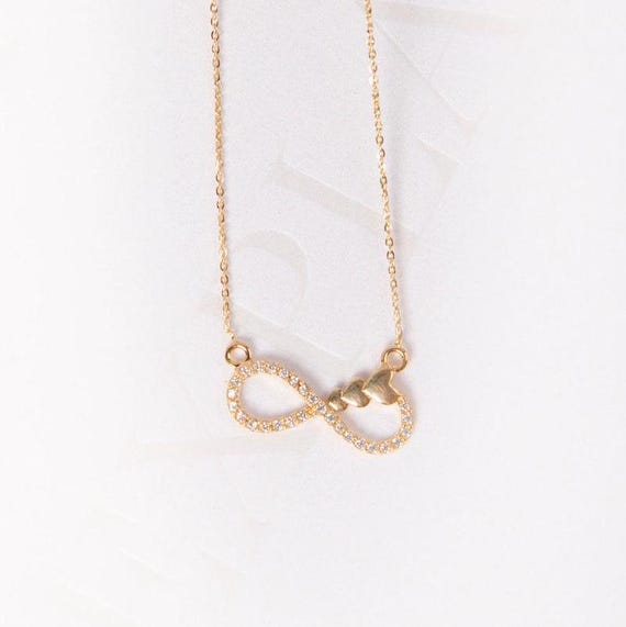18K Gold Infinity Necklace | Solid Gold Pendant | Timeless