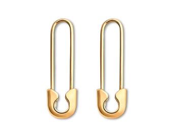 14K echt gouden veiligheidsspeld-oorbellen | Minimalistische oorbellen van Tehrani Jewelry