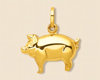 14K Gold Pig Charm | Cute Animal Pendant | Fine Gold Jewelry By Tehrani Jewelry