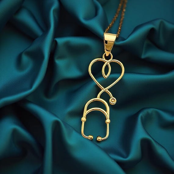 14K Gold Stethoscope Pendant Medical Jewelry for Nurses Doctors Gift  for Healthcare Heroes By Tehrani Jewelry
