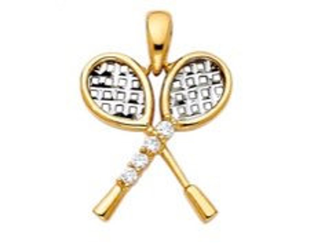Tennis Racquet Necklace 14k Solid Gold Pendant Perfect Gift Etsy
