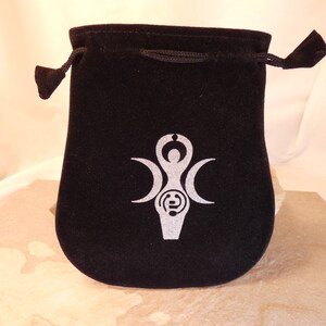 Silver Triple Goddess Tarot Card-Crystals Velvet Bag Pouch