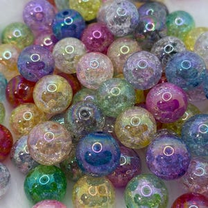 Acrylic 16mm Crackle beads with AB finish, available in multiple colors - 10 bead set