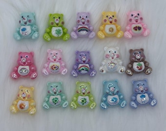 Caring Bears Acrylic Beads: glossy and semi-glossy - 2 per set