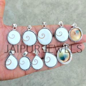 Natural Australian Shiva Eye Shell Gemstone Pendant / Handmade Jewelry / Wholesale Jewelry / 925 Sterling Silver Plated Jewelry /