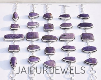 Charoite Gemstone Bracelet / Handmade Jewelry / Wholesale Jewelry / Jewery for Gift / 925 Sterling Silver Plated Jewelry