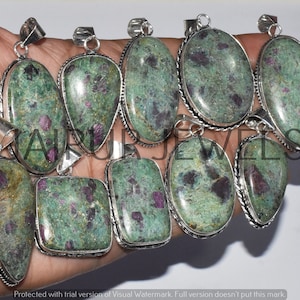 Natural Ruby Fuschite Gemstone Pendant / Handmade Jewelry / Wholesale Jewelry / 925 Sterling Silver Plated Jewelry