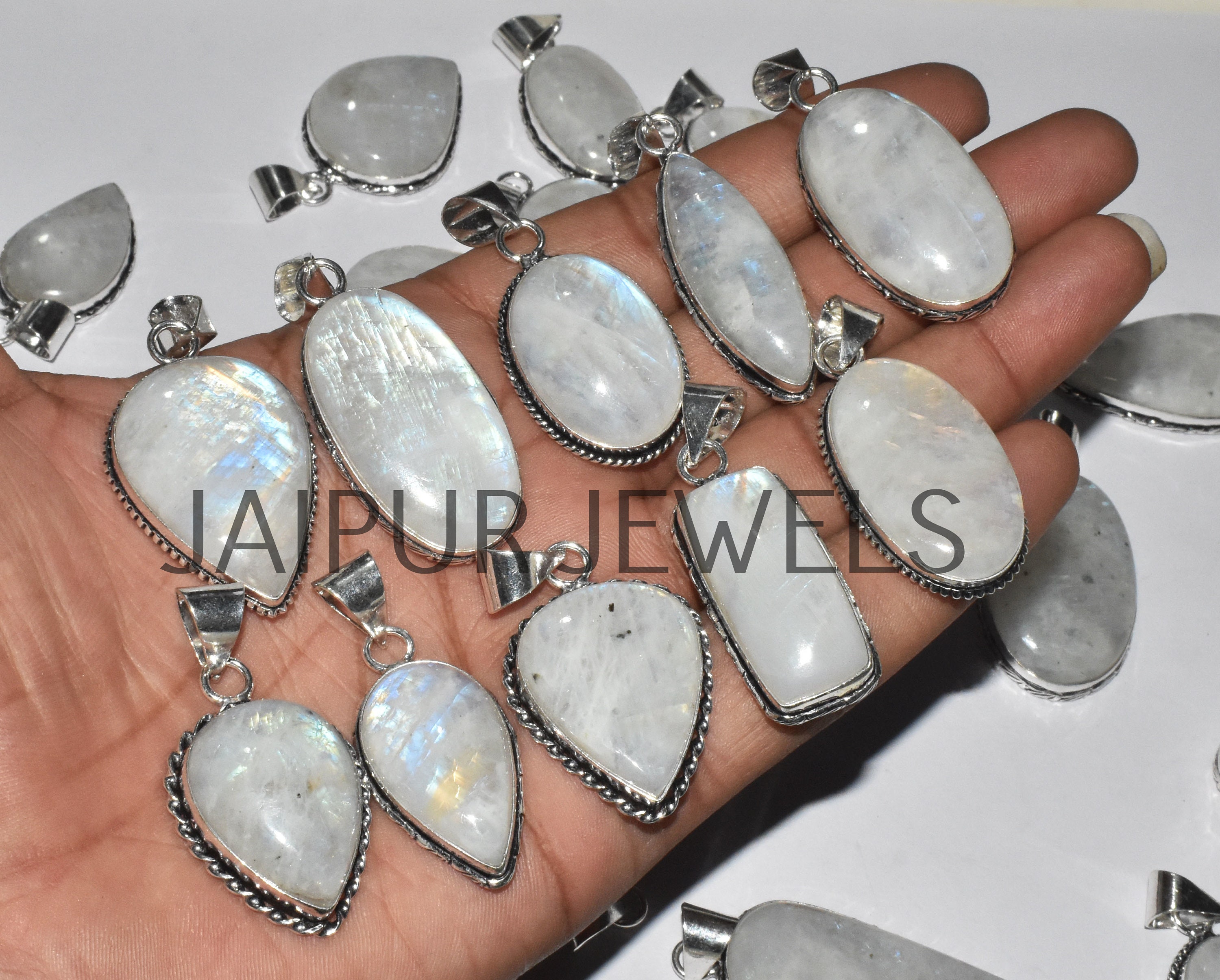 Ciondolo In Argento Sterling Con Pietra Di Luna Arcobaleno: Collana Boho - Foto 2