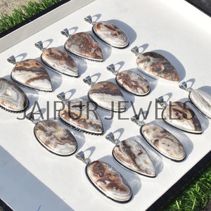 Natural Crazy Lace Agate Gemstone Pendant / Handmade Jewelry / Wholesale Jewelry / Jewery for Gift / 925 Sterling Silver Plated Jewelry