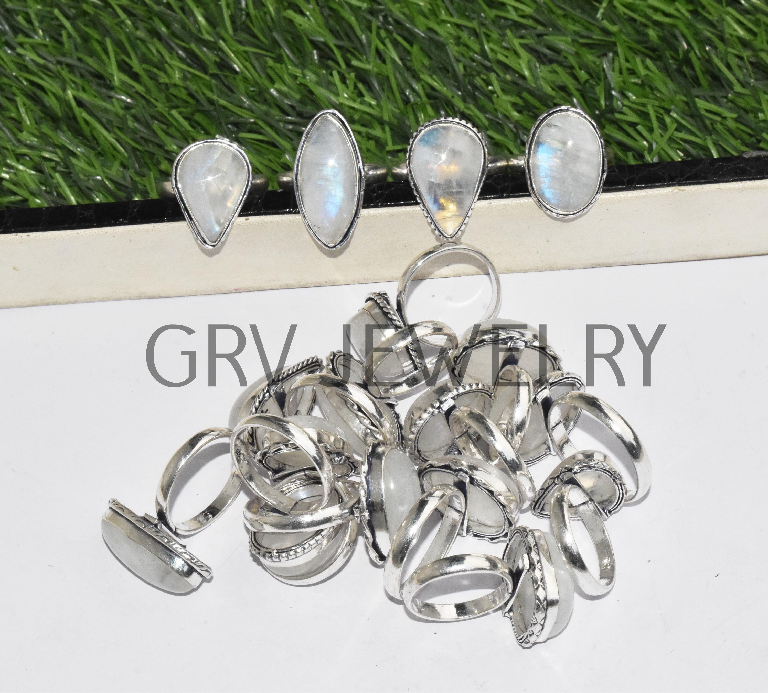 Anelli Ametista Lotto Lotto Di 5 Anelli Con Ametista - Placcati Argento 925, Pietre Taglio Misto, Stile Vintage Anelli Placcati 925 India - Foto 5