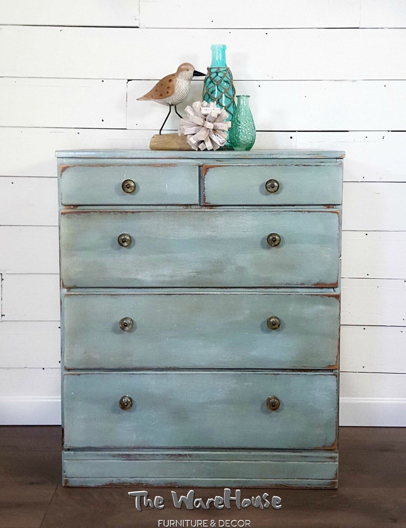 Small Painted Dresser Blue Dresser Distressed Dresser Kids Etsy