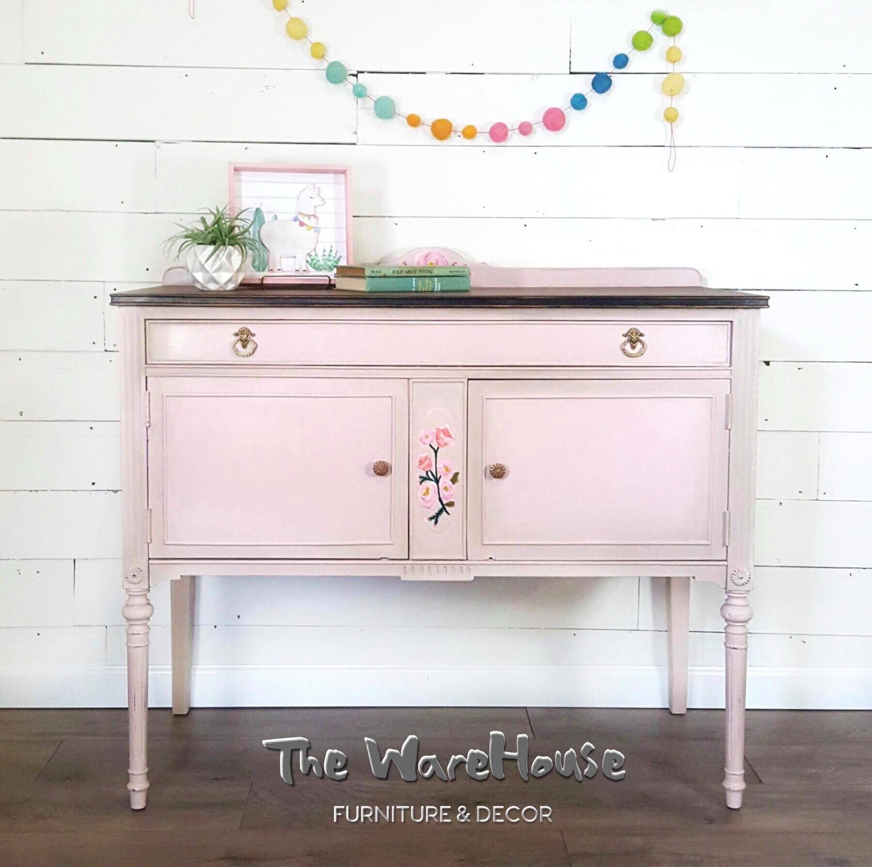 Vintage Pink Buffet Antique Shabby Chic Painted Furniture Etsy
