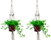 Hanging Planter - Indoor Outdoor Plant Hanger - 100 Cotton Macrame Plant Holder Set of 2 - 4 Legs 43 Inches