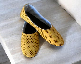 Handmade Yellow Cotton Slippers: Lightweight Travel Shoes