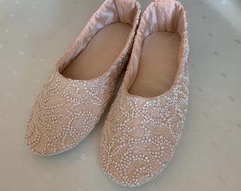 Wedding ballet slippers Handmade, House slippers, Light weight travel slippers,Slippers Ballerina Bridal, Elegant Dance Slipper, Gift