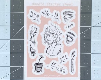 doodle matte vinyl sticker sheet