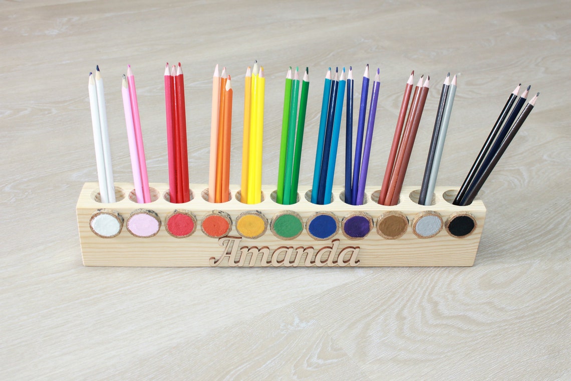 Holzhalter Buntstift Stiftehalter Montessori | Etsy