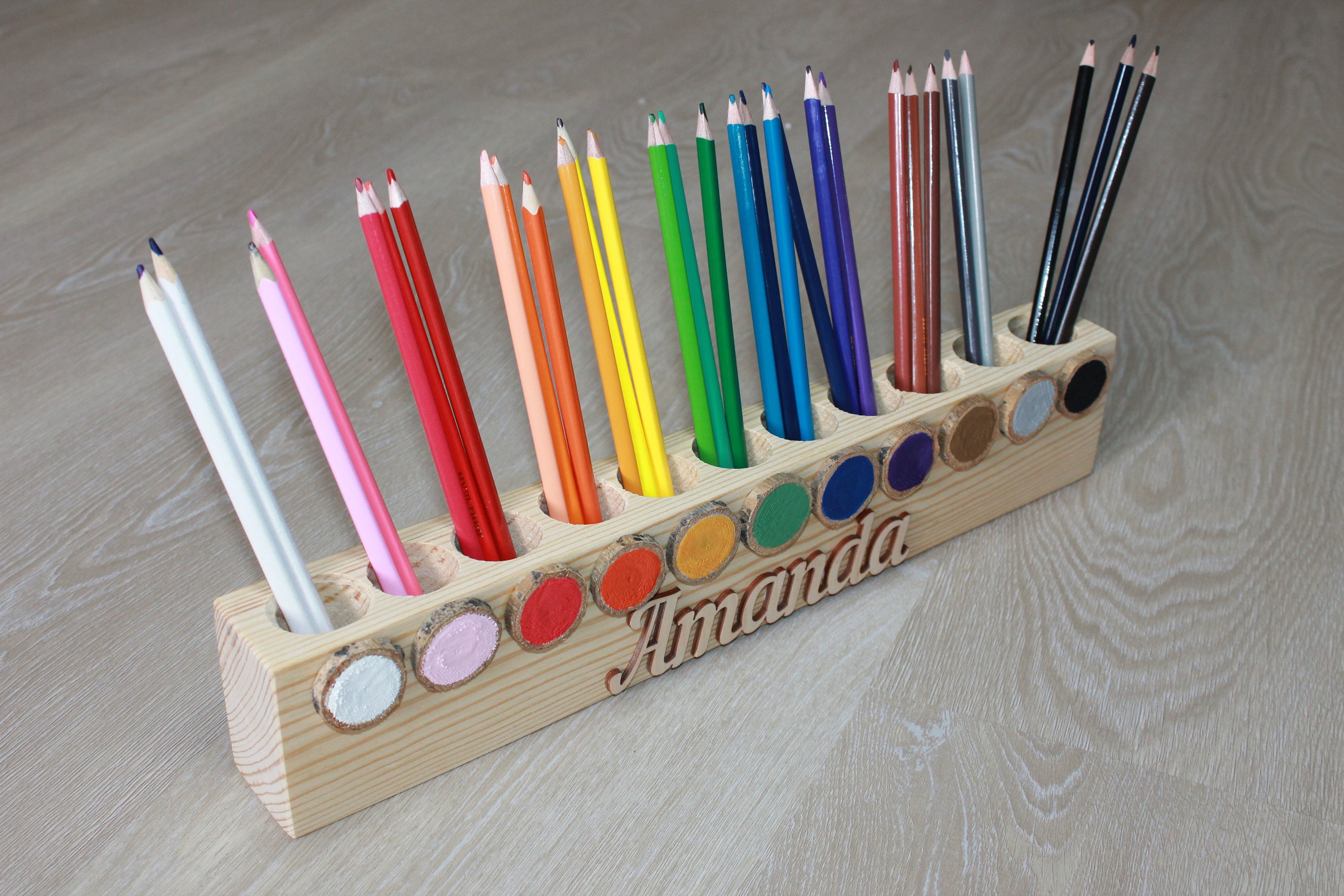 Holzhalter Buntstift Stiftehalter Montessori | Etsy