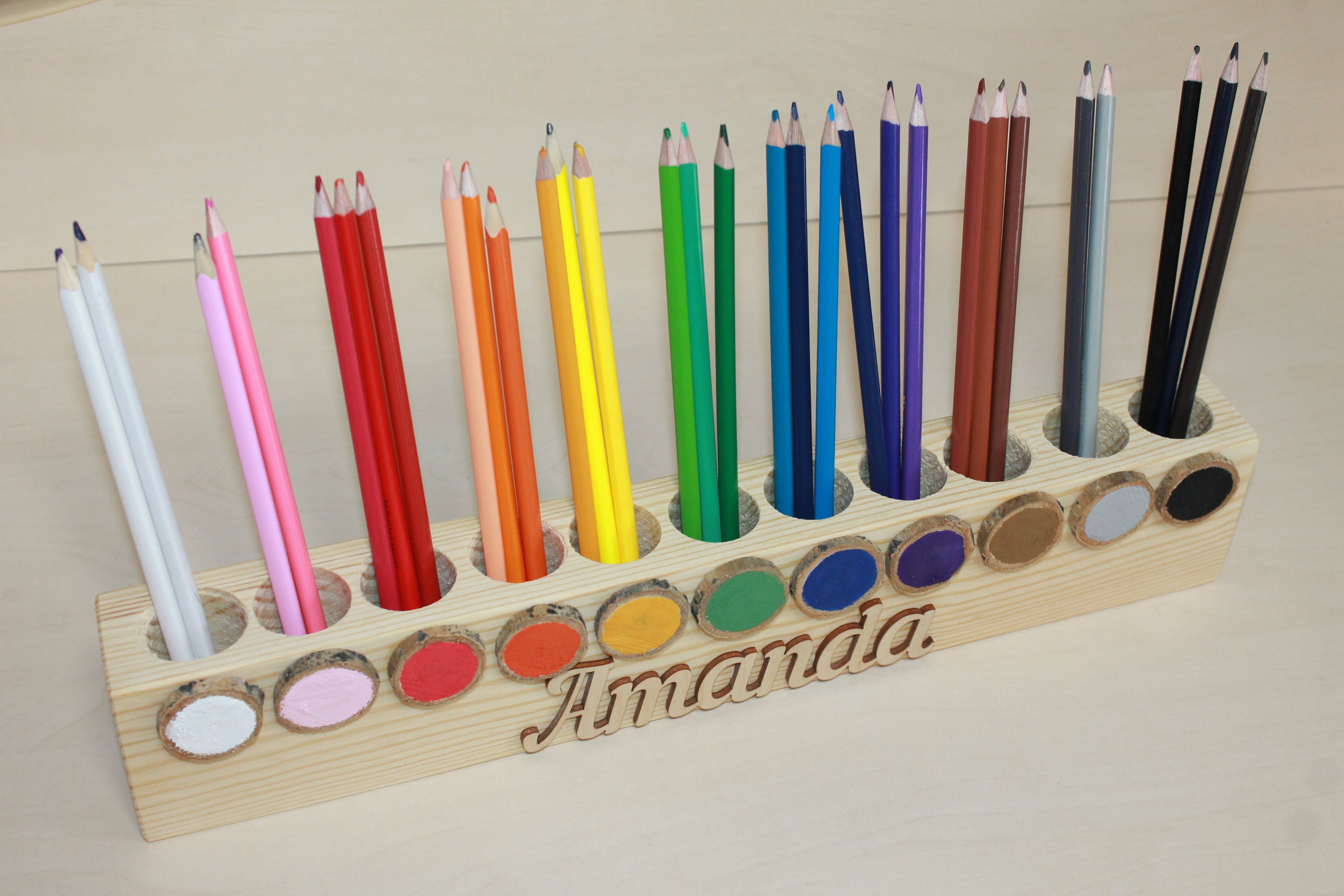 Holzhalter Buntstift Stiftehalter Montessori | Etsy