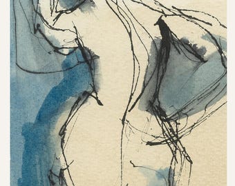 Mid-Century Abstract Figure Study | Expressive Line Art