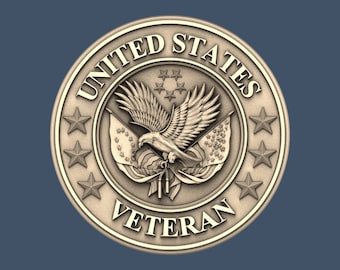 American Flag United States Veteran Eagle STL Model CNC Router files Engraver Artcam Aspire Wood Wall Decor VCarve Relief Patriot Eagle