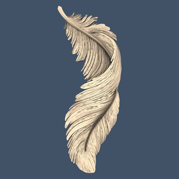 Feather Ornament Decoration 3D STL Model CNC Router Engraver Artcam Aspire CNC files Wood Art Wall Decor VCarve Relief