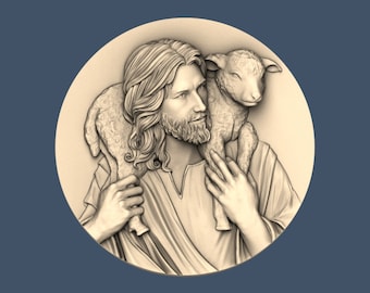 Jesus Christ & Lamb 3D STL Model for CNC Router