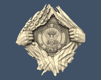 US Navy Flaggen Brust STL Modell, CNC Fräser Dateien (Digitaler Download)