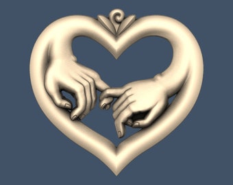 Heart Hands 3D STL Model, CNC Router Art, Wall Decor