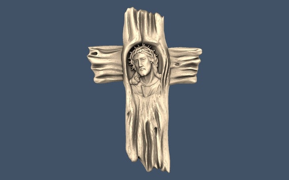 Jesus Christ Religion Cross STL Model CNC Router Engraver Artcam Aspire CNC files Wood Art Wall Decor VCarve Cut3D Relief