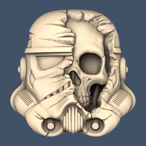 Skull Helmet 3D STL Model CNC Router Engraver Artcam, Aspire CNC files Wood Art Wall Decor VCarve Cut3D Relief