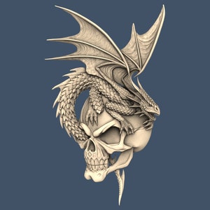 Skull Dragon Animal STL Model CNC Router Engraver Artcam Aspire CNC files Wood Art Wall Decor VCarve Relief
