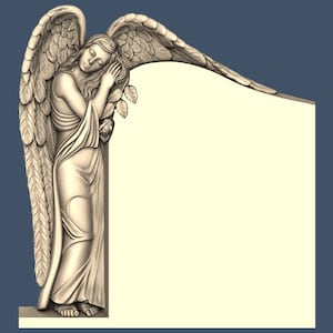 Angel with wings Wings Rose Love Grave stone 3D STL Model CNC Router Engraver Artcam Aspire CNC files Wall Decor VCarve Relief