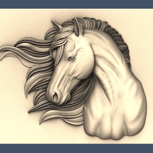 Horse Freedom Animal 3D STL Model CNC Router Engraver Artcam Aspire CNC files Wood Art Wall Decor VCarve Relief