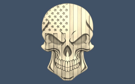 Skull American Flag 3D STL Model CNC Router Engraver - Etsy