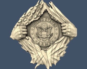 US Army American Flagge Zeichen STL Modell für CNC Fräser (Digitale Datei)