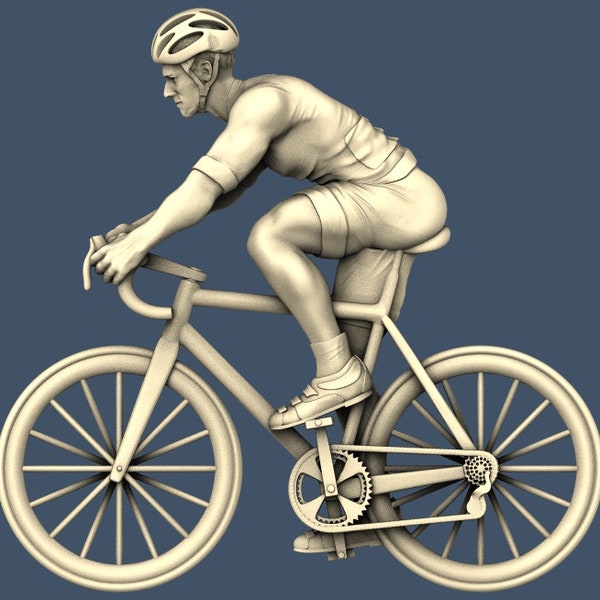 Sport Cyclist Sports Bicycle STL Model CNC Router Engraver Artcam Aspire CNC files Wood Art Wall Decor VCarve Relief