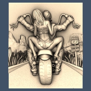 American Bikers Biker Rider Motorcyclist STL Model CNC Router Engraver Artcam Aspire CNC files Wood Wall Decor VCarve Relief