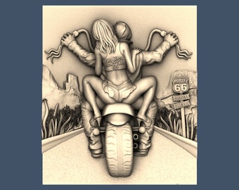 Motorcycle Rider STL Model, CNC Router Engraver File (Digital Download)