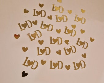 Wedding/Engagement Party Table confetti, Personalised Initial Table Confetti ,50 pieces (25 initials and 25 hearts pieces)