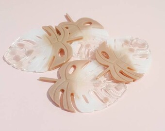 Muted Pink Leaf Resin Coster Rose Quartz Glitter