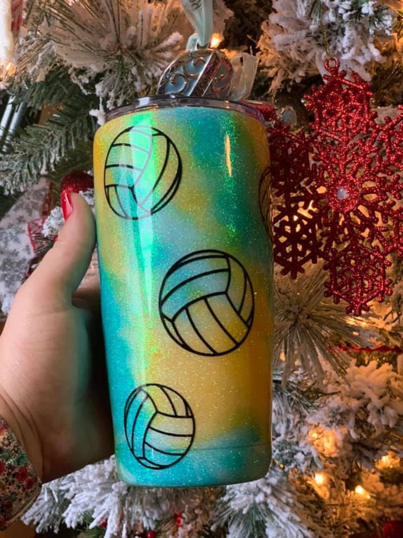 Volleyball/ Glitter Tumbler Etsy