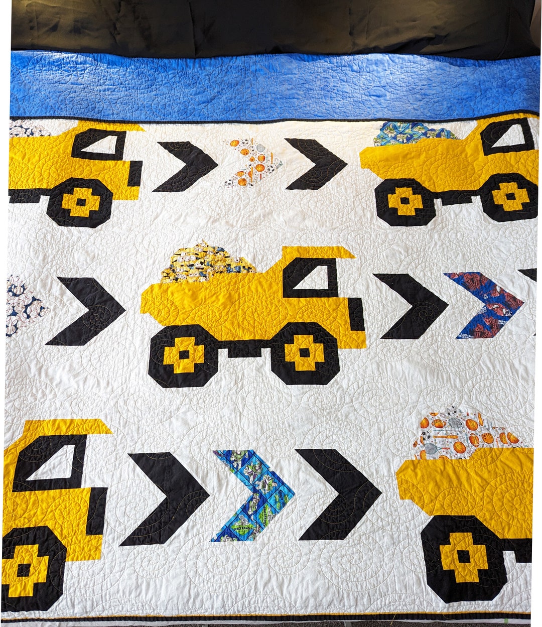BEST Custom Cotton Boys Dump Truck Quilt & Heroes Yellow Black Etsy