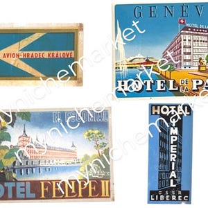 Labels voor reistoerisme hotelbagage voor woondecoratie, upcyclingkoffers, knutselwerkjes, reiskoffers en rommeljournalen, bagagelabels, digitaal blad