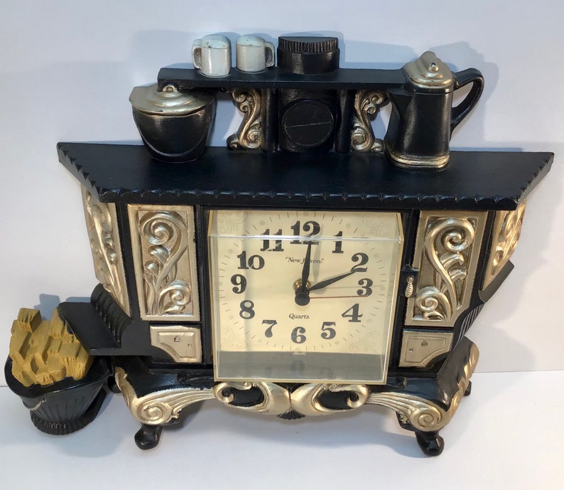 Vintage Cook Stove Wall Clock New Haven Burwood Products Etsy
