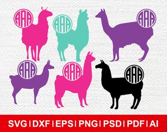 Download Llama monogram svg | Etsy