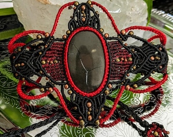 Handmade Septarian Stone Macrame Bracelet: Adjustable Boho Jewelry