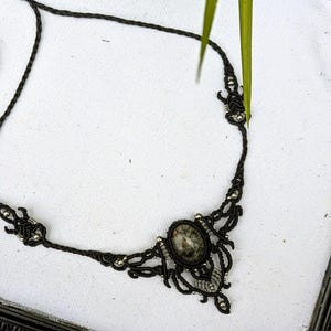 Gothic macrame jewelry, handmade jewelry, gothic choker, macrame jewelry, Shaman Dream Stone Adjustable Choker